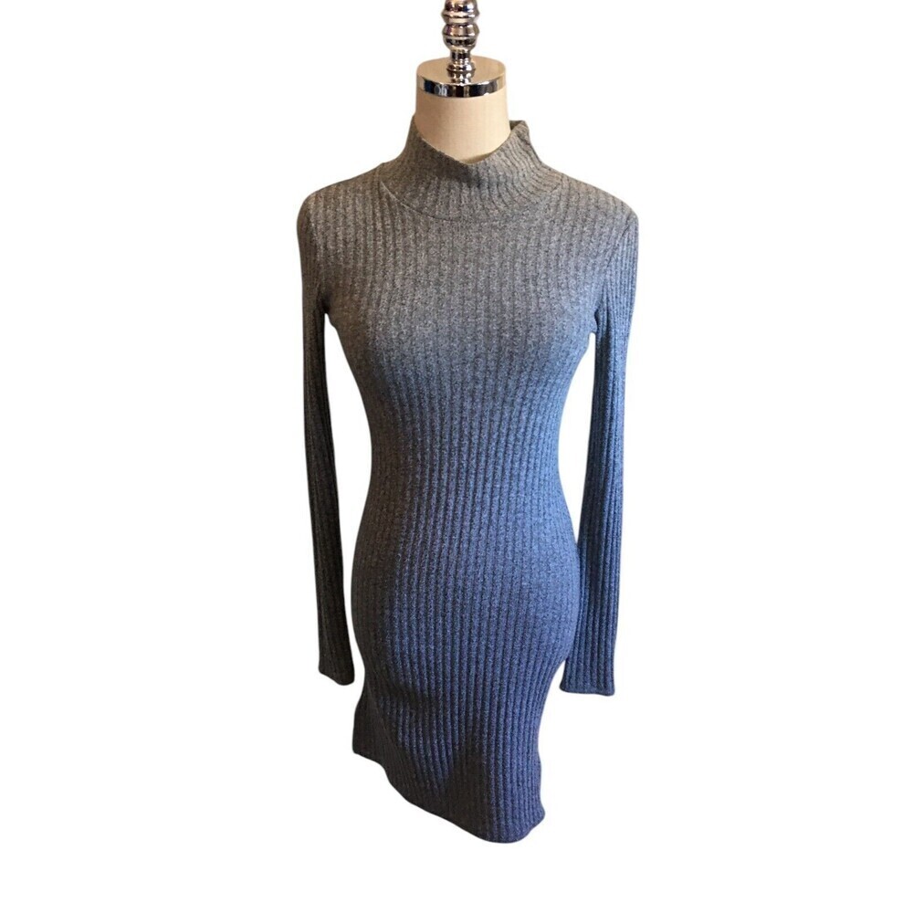 Wilfred Free Sweater Dress Women's Size XS Gray Mini Turtle Neck Long Sleeve